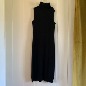Sleeveless knit turtleneck midi dress 100% wool size medium Lauren Ralph Lauren